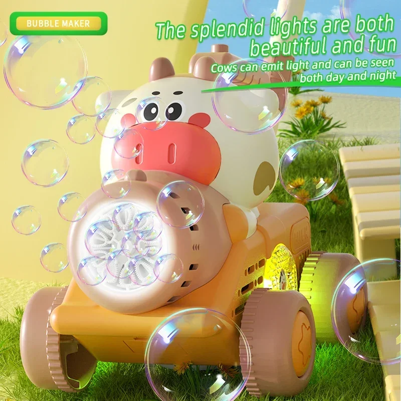 Trolley Bubble Machine Gun Cart Cartoon Animal Car Electric Automatic Soap Bubbles Car Outdoor Party Game Children Toys for Kids