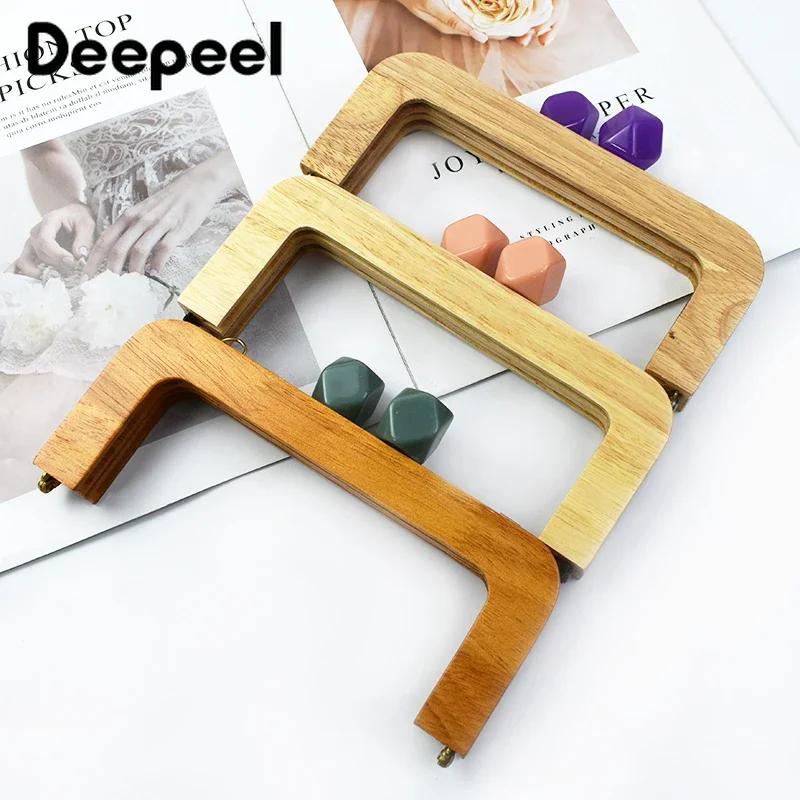 1Pc Deepeel 20*8cm Wooden Handle Resin Head for Bag Handbag Closure Brackets Buckle Kiss Clasp Purse Frames DIY Bags Accessories