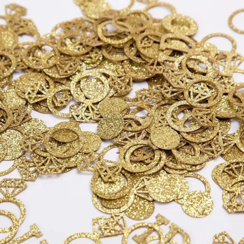 

100pcs Gold I Do Sparkling Diamond Ring Confetti For Wedding Party DIY Confession Proposal Engagement Party Supplies