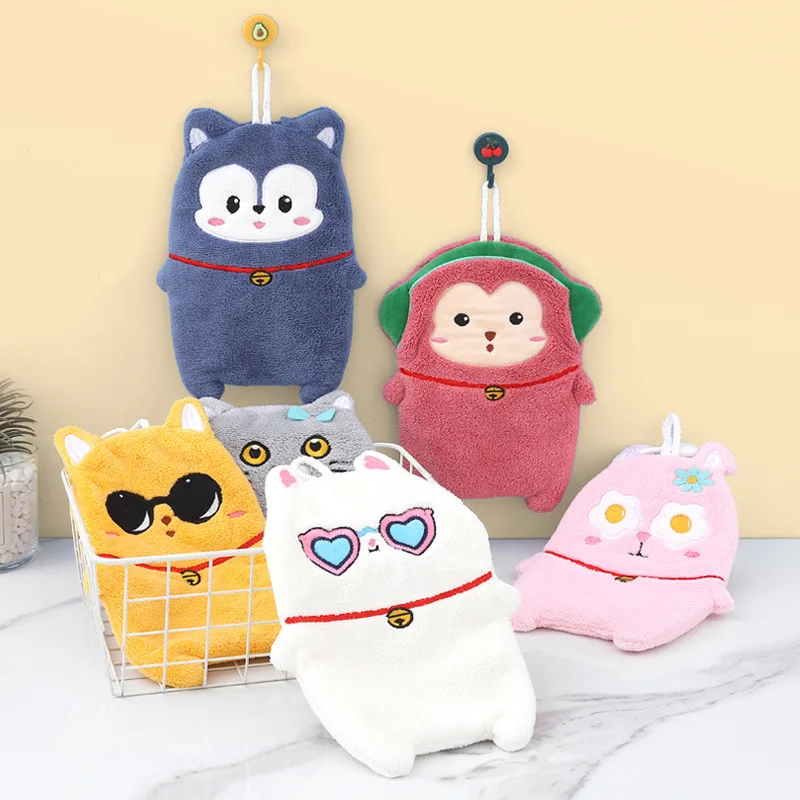 Microfiber Towel,Hand Towel,Microfiber Hand Towel Cute Cartoon Animal Hand Towel Double Layer Thickened Towels for Kids Home Dishcloth Absorbent Quick-drying Kitchen Bathroom Rag
