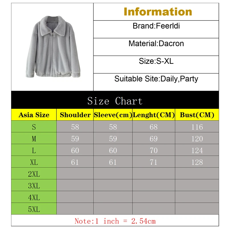 Fluffy Autumn Winter Faux Fur Jackets Women Turn Down Collar Loose Coats Korean Fashion Clothing Women\'s Fur Outerwears