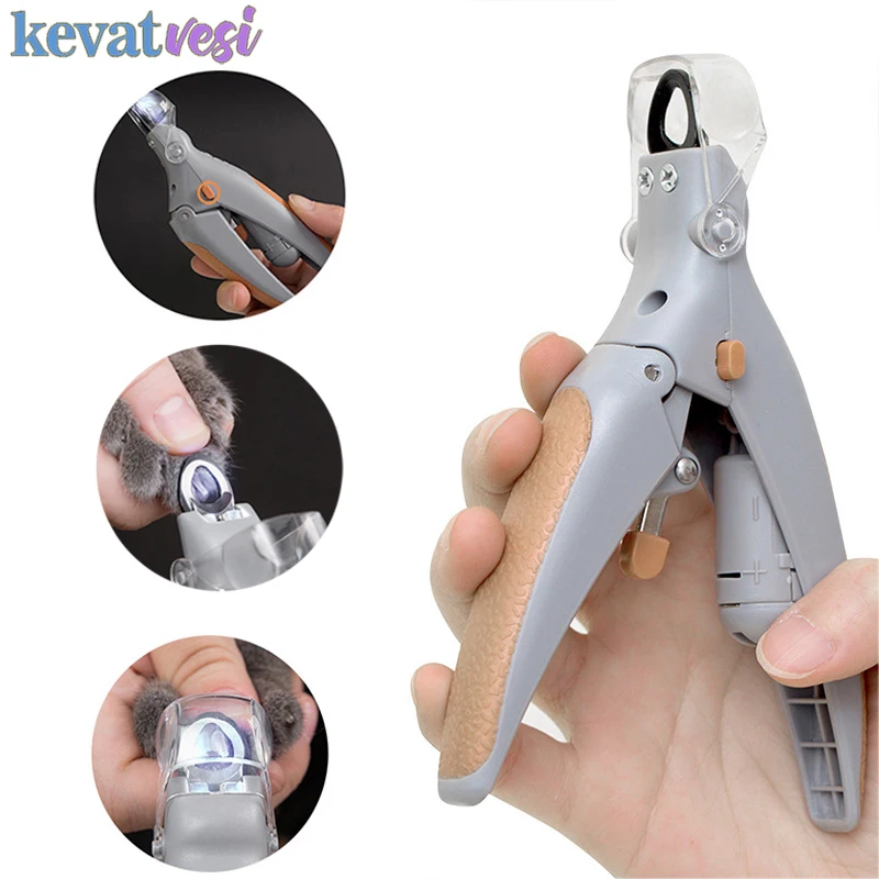 

Cat Nail Clipper Led Light Stainless Steel U-Shaped Pet Nail Clipper Painless Dog Cat Clipper Anti-Splash Cover Grooming Tool