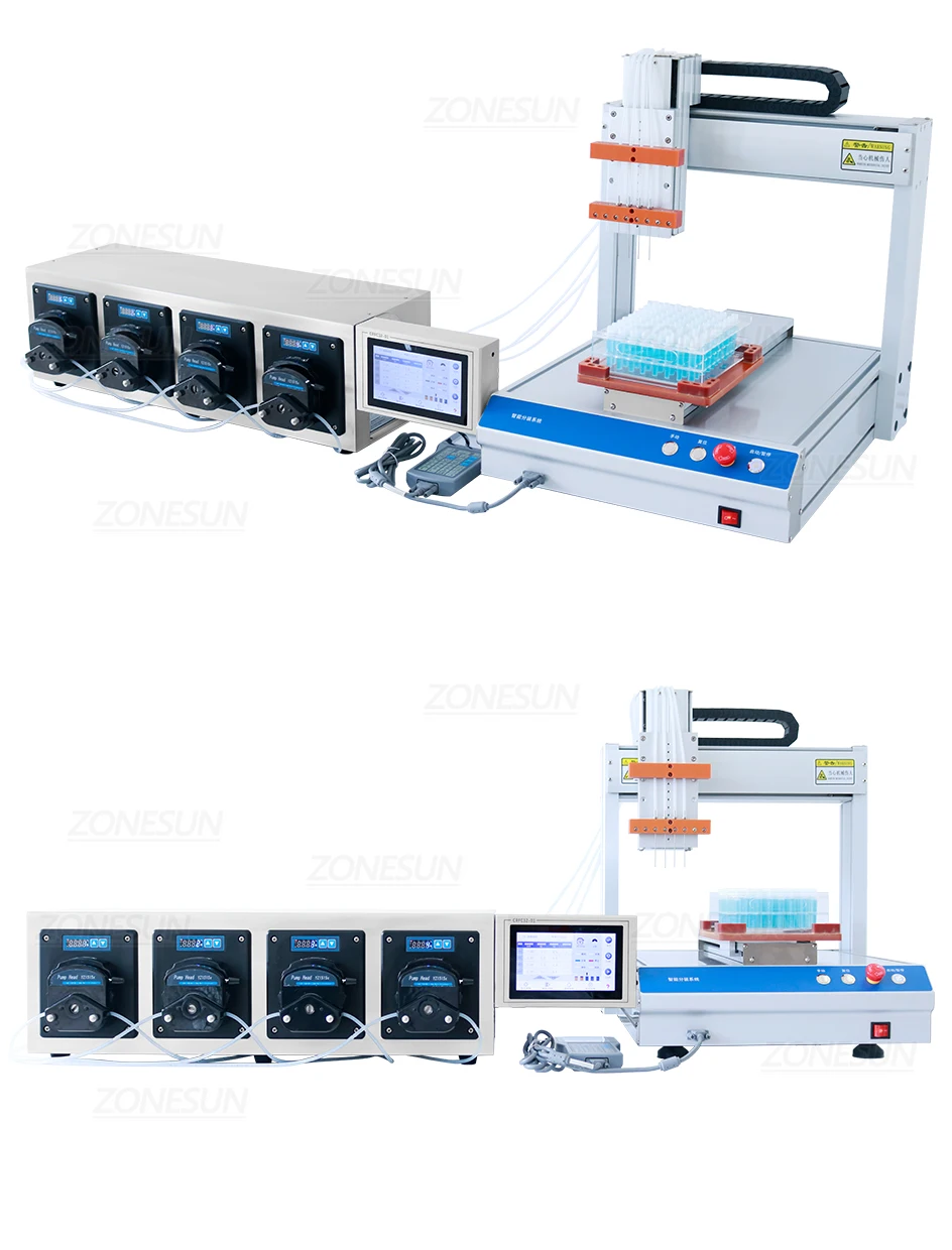 ZONESUN 4 Nozzles Peristaltic Pump Small-volume Liquid Filling Machine ZS-XYZ4A