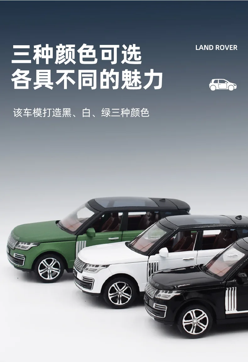 1:32 Land Rover Range Rover Suv Off-Road Vehicle Diecast Metal Alloy Model Car Pull Back Sound Light Car Kids Gift Collection 10 Undefined