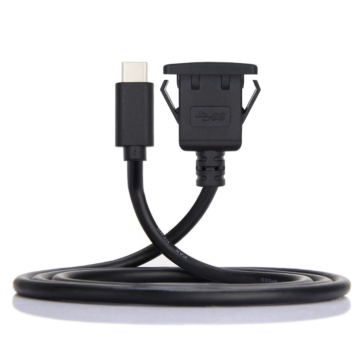 USB-C C타입 USB 3.1 수-암 연장, 플러시 카 래치 마운트 연장 케이블, 대시 보드 패널용, 10Gbps