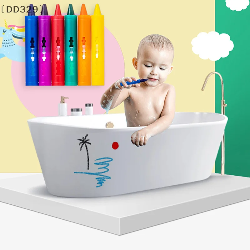 〔DD329〕6Pcs Washable Bath Crayons, Colorful Drawing Crayons for Kids, Easy Clean, Fun Art Toy, Graffiti Bathroom Crayon - 5