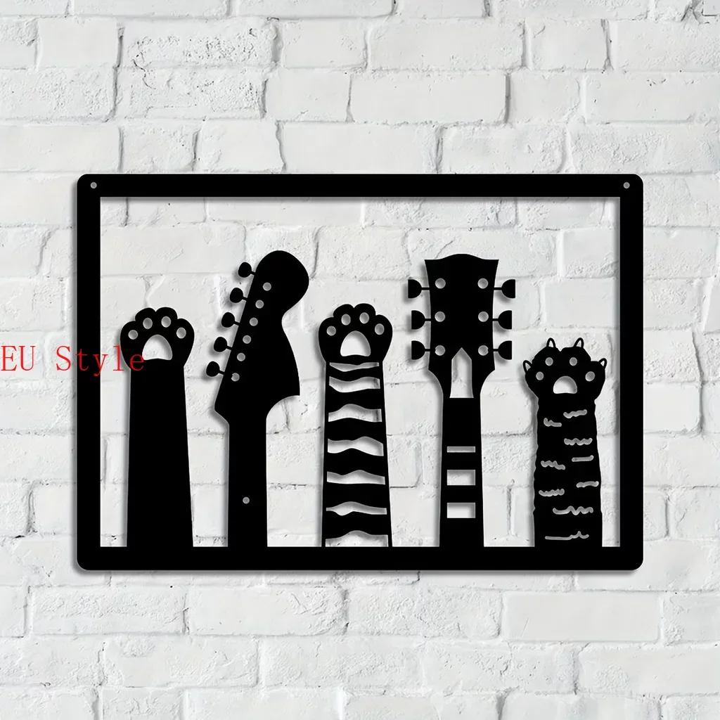 

Metal Guitars Cat Paw Art Home Sculpture Decorative Guitars Wall Silhouette Metal Wall Hanging Decor Home Office Decoration Out