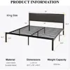 King Size Bed Frame with Upholstered Headboard, Platform Bed Frame with Metal Slats, Button Tufted Square Stitched Headboard, No 2