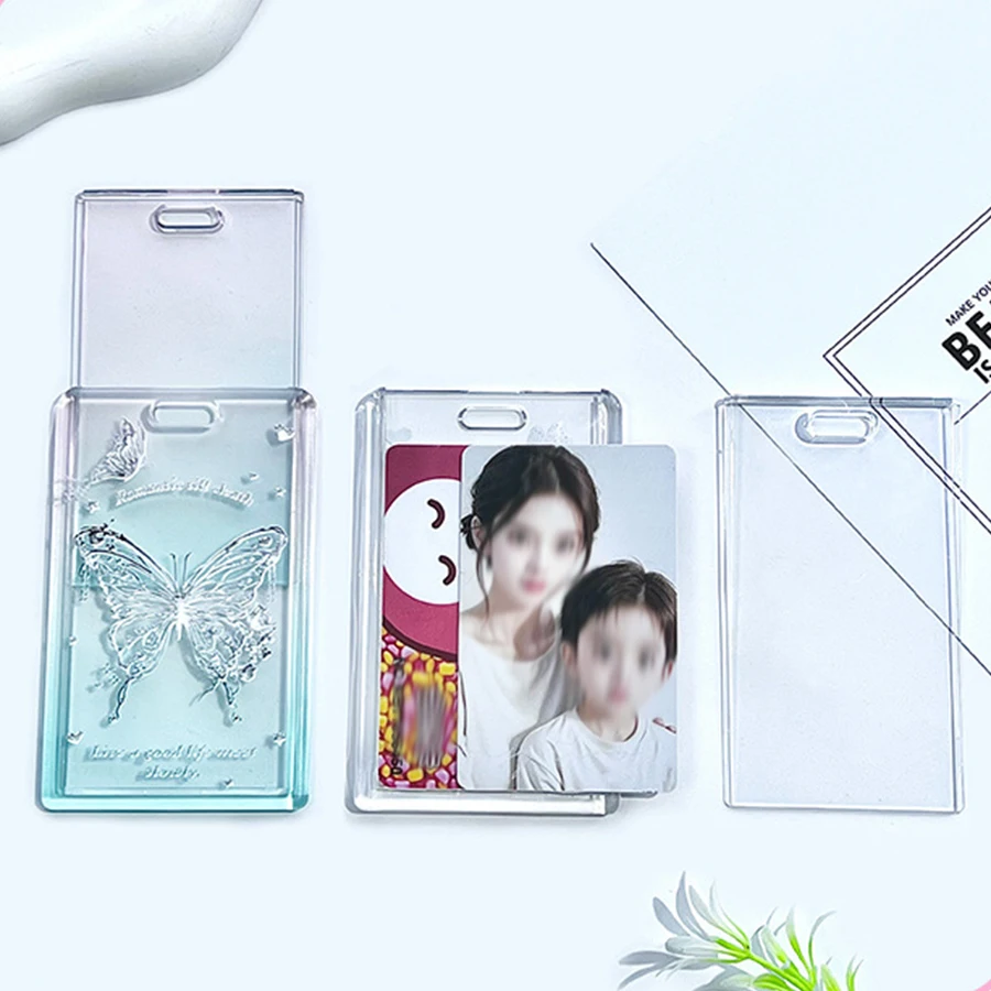 투명 나비 카드 케이스, 학생 캠퍼스 식사 카드, 명함 보호 케이스