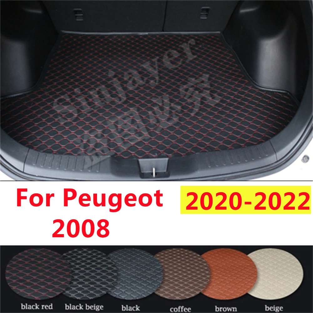 

SJ автомобильный коврик для багажника на заказ, подходит для Peugeot 2008 2020 2021 2022 года, Автомобильный задний поднос для сапог, грузовой коврик, защитные аксессуары