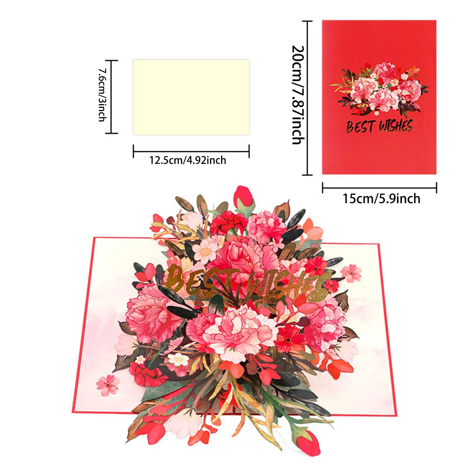 3D Butterfly Flowers Pop Up Greeting Cards Valentine's Day Hot Stamped Wedding Birthday Invitation Greeting,Paper Card Envelop