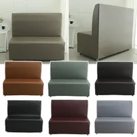 Armless Sofa Cover Hotel Restaurant Home Internet Bar Cafe Stretch Slipcover All-inclusive PU Leather Spandex Couch Cover 1