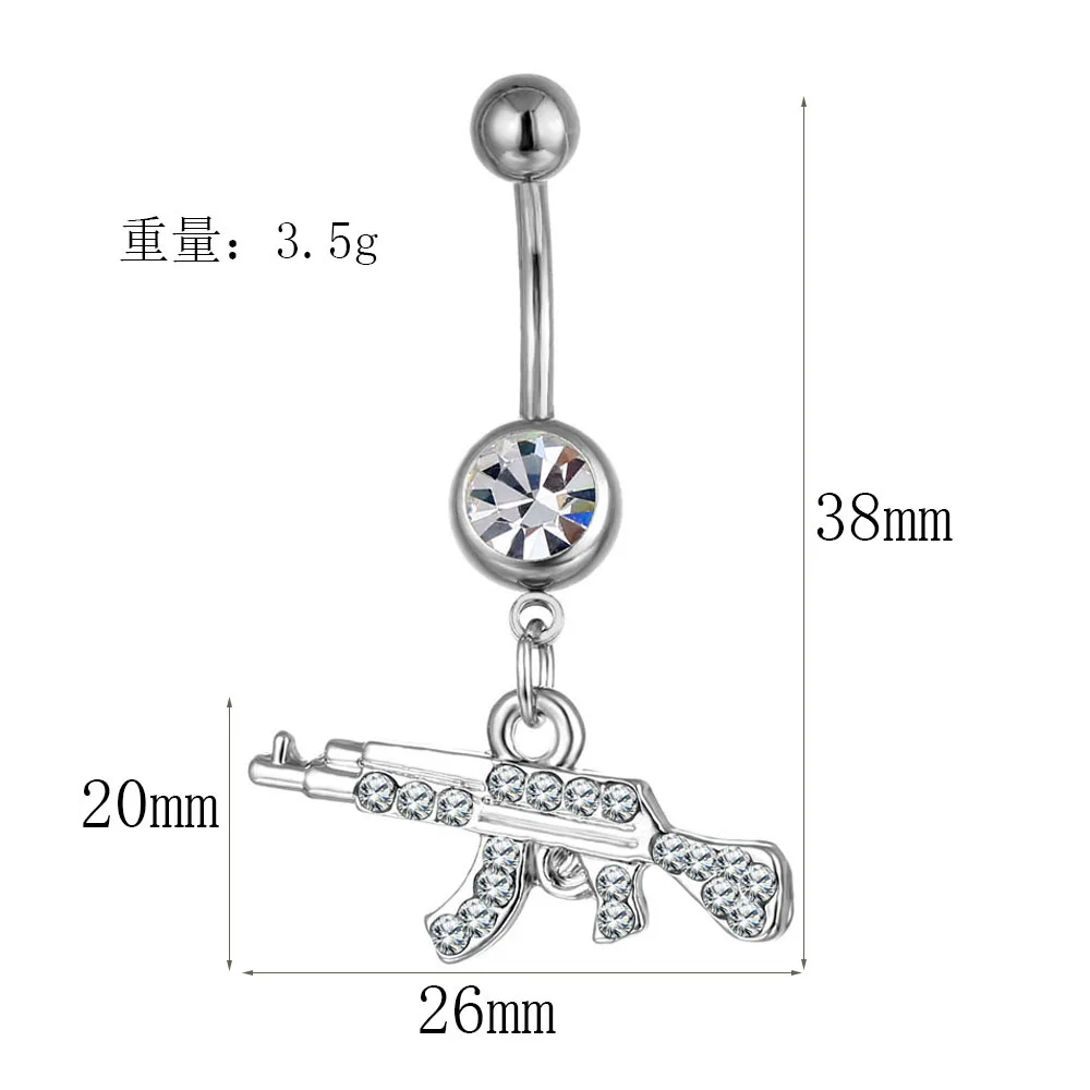 Gun Pendant Navel Ring