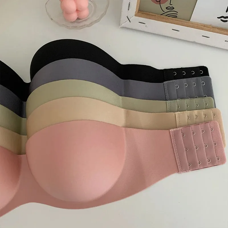 Womens Bra Invisible Push Up Strapless Seamless Solid Without Straps Bralette Lingerie