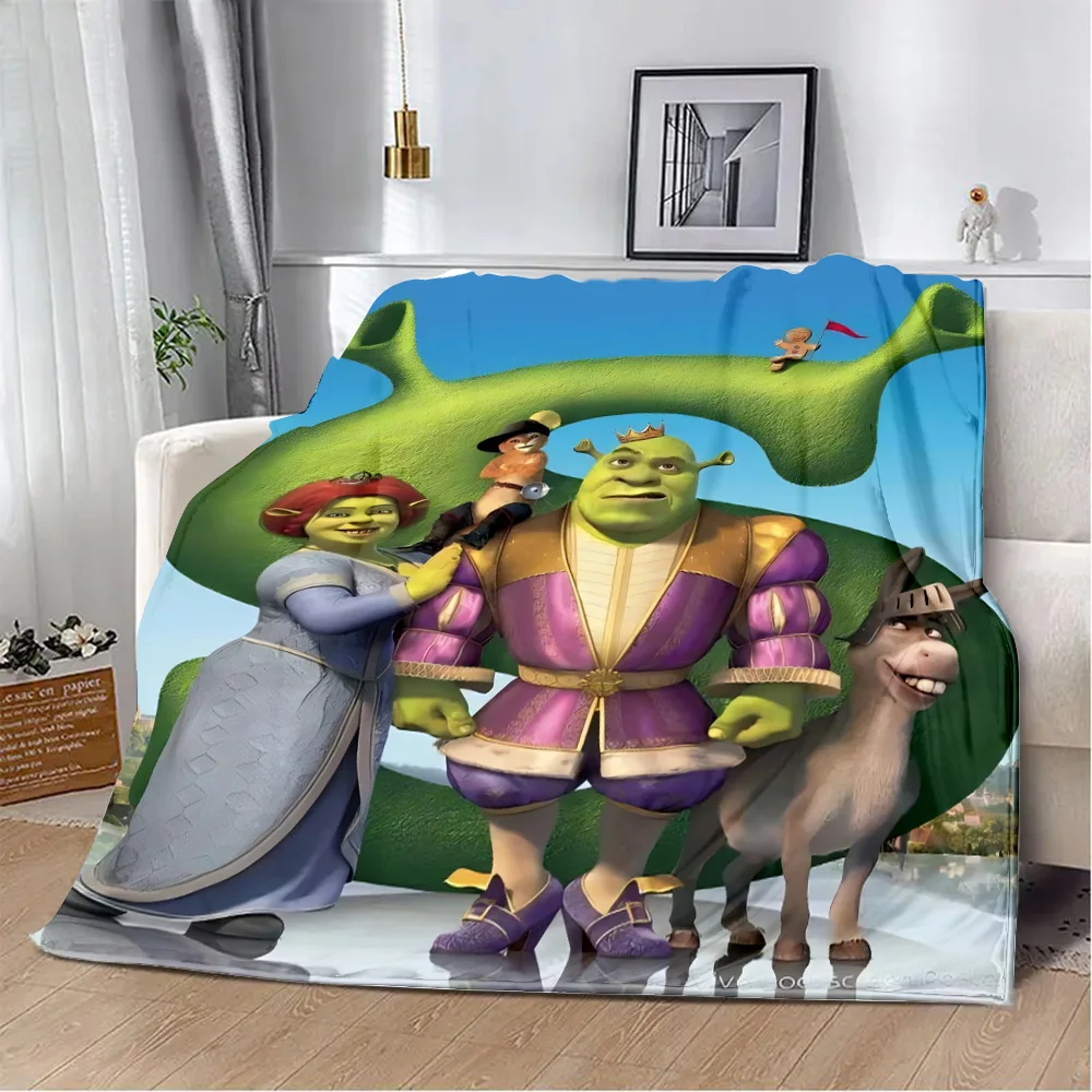 Funny Cartoon Shrek Printed Blanket Picnic Blankets Warm Blanket Soft and Comfortable Blanket Home Travel Birthday Gift 6