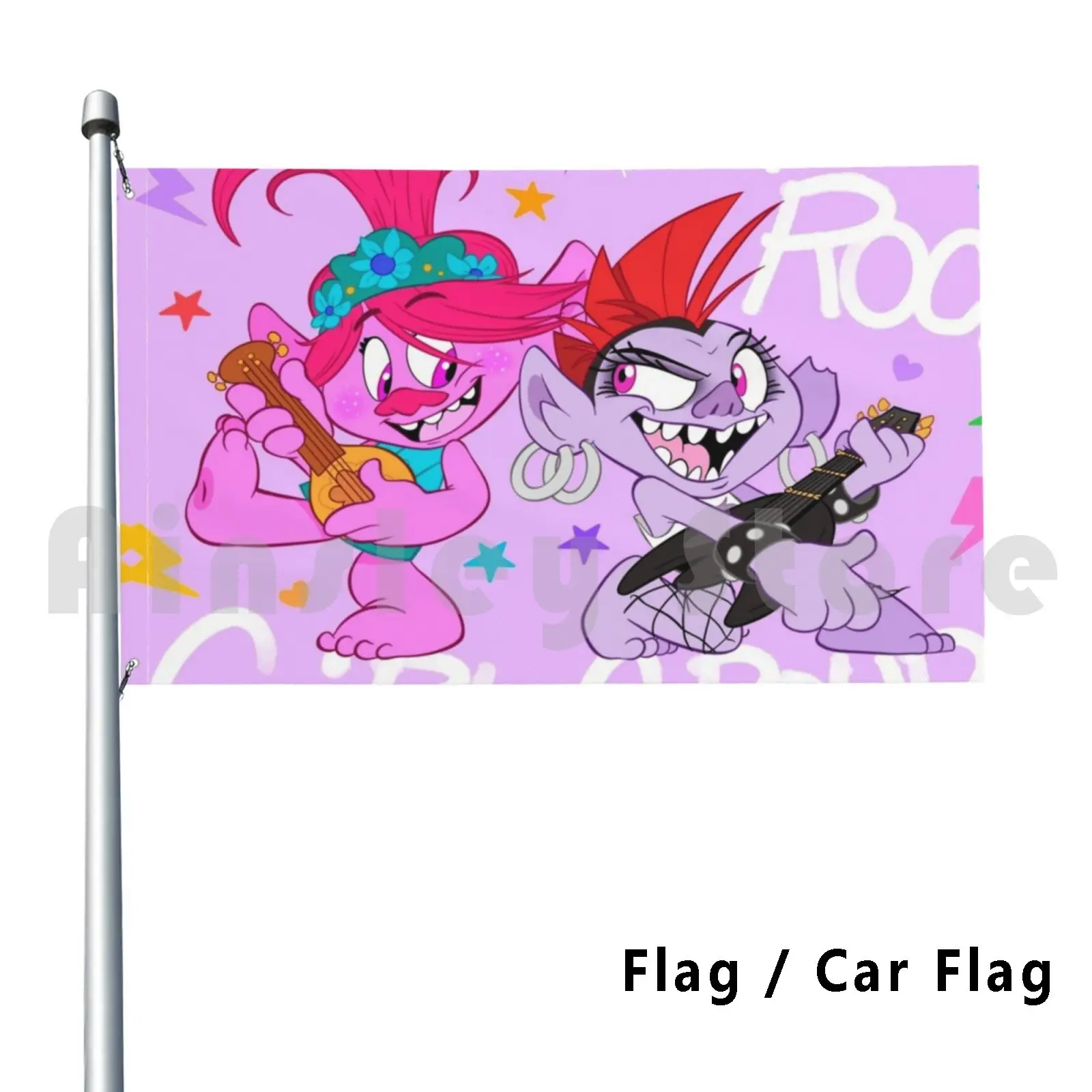 Pop-Rock Girl Group Flag Car Flag Funny Poppy Trolls Poppy Barb Trolls Queen Barb Trolls Dreamworks