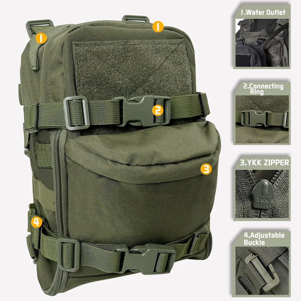 UNIONTAC 500D NylonTactical Vest Backpack Pouch 2L Hydration Bag Hydration Backpack Assault Molle Pouch Sport Water Bag 6