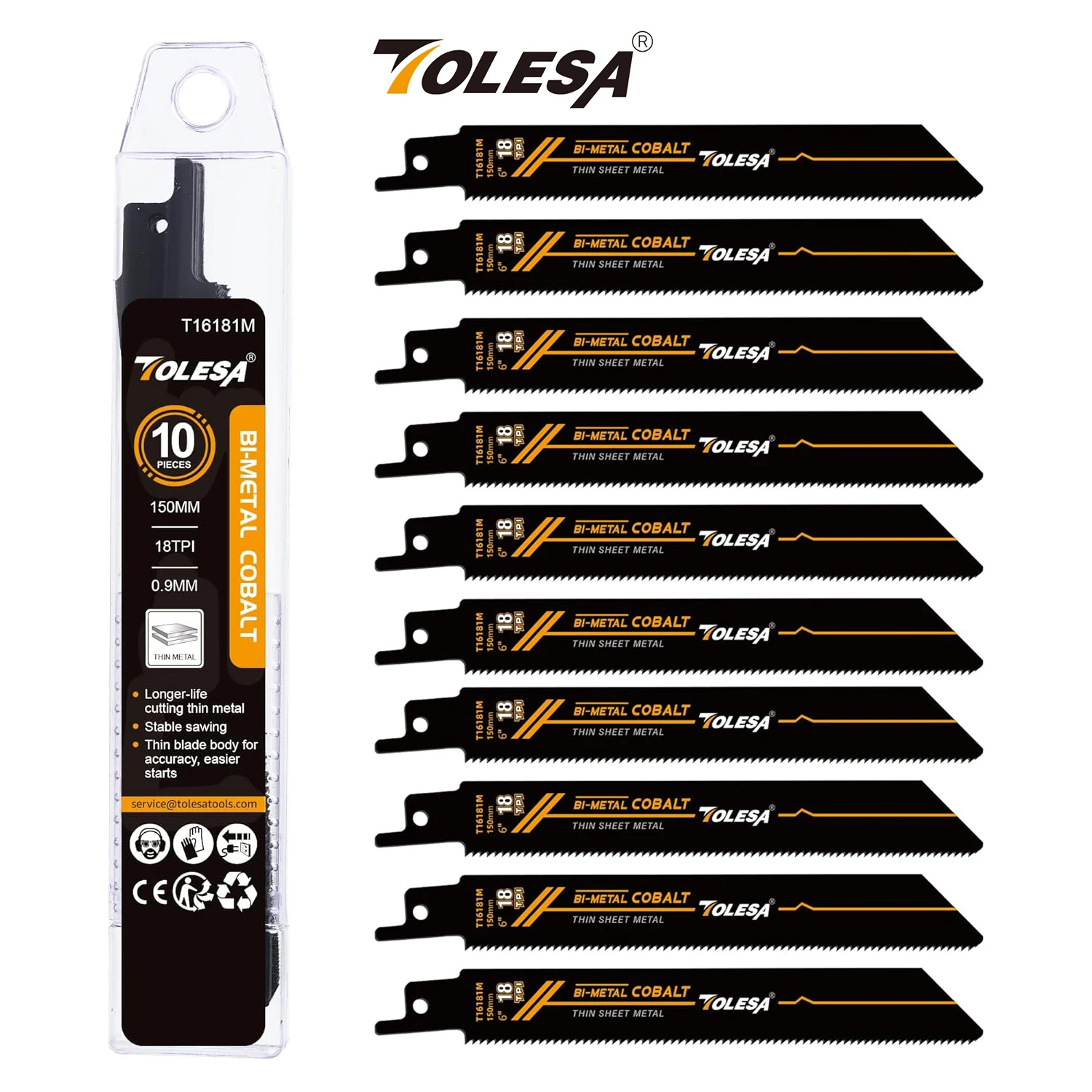 TOLESA10PCSBiMetalReciprocatingSawBladesMetalCuttingSawzall