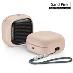Stylish Hard Shell Protective Earbud Case with Lanyard (Sand Pink)
