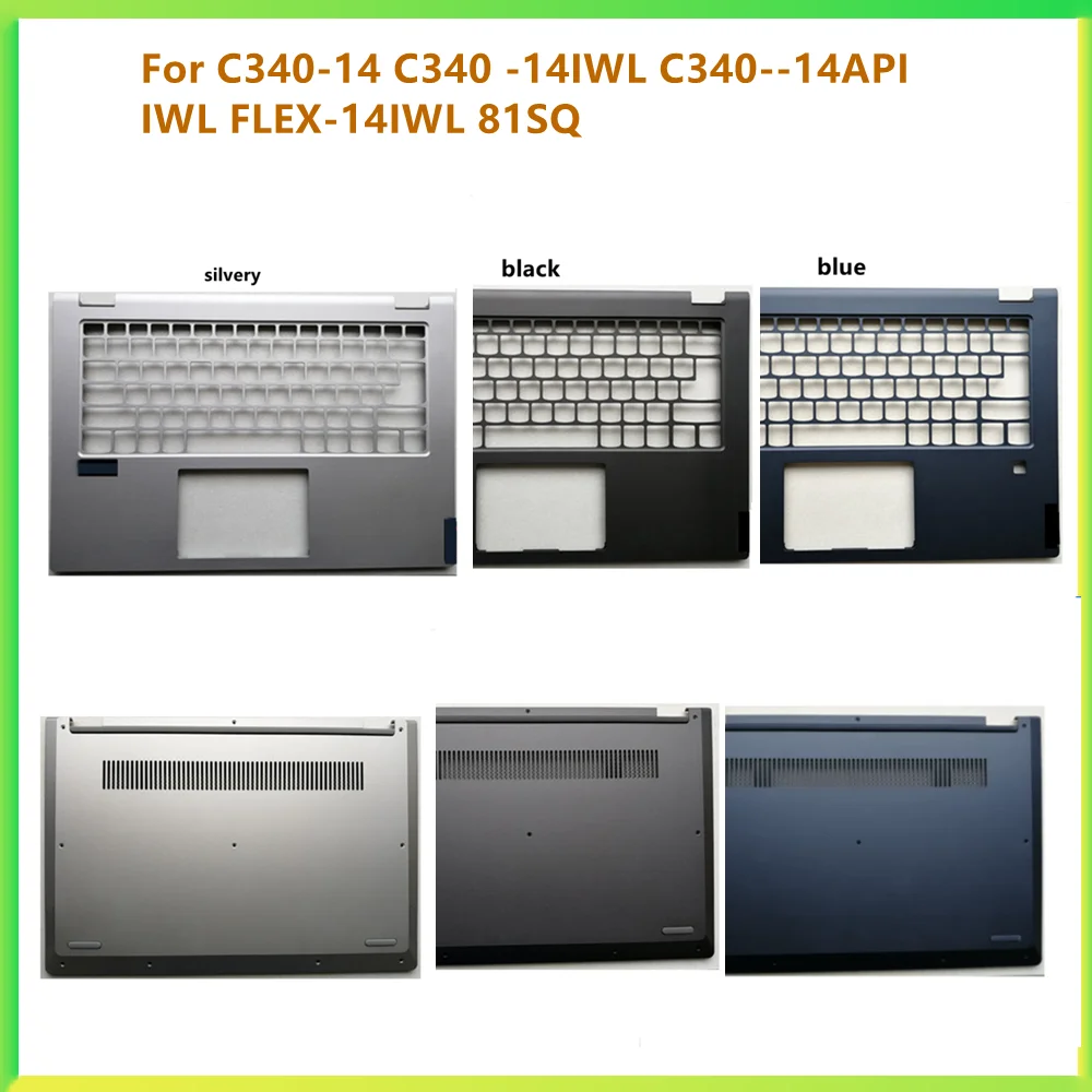 Laptop Palmrest Habitação Superior Caixa Superior Tampa Inferior Estojo para Lenovo C34014 C340 -14iwl C340-14api Iwl Flex-14iwl 81sq Novo