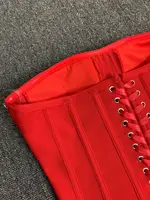 Women Red Bodycon Mini Bandage Outfits Club Party Strapless Laced Up Back Tops And Mini Short Skirts Two Piece Sets Nightwears - Image 4