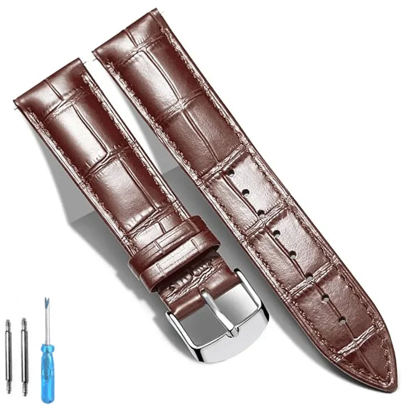 Elegant Genuine Calfskin Leather Watch Band Replacement Strap