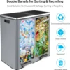 60L(16 Gal ) Dual Trash Can, Stainless Steel Kitchen Garbage Can, Double Compartment Classified Rubbish Bin, Recycle Dustbin 5