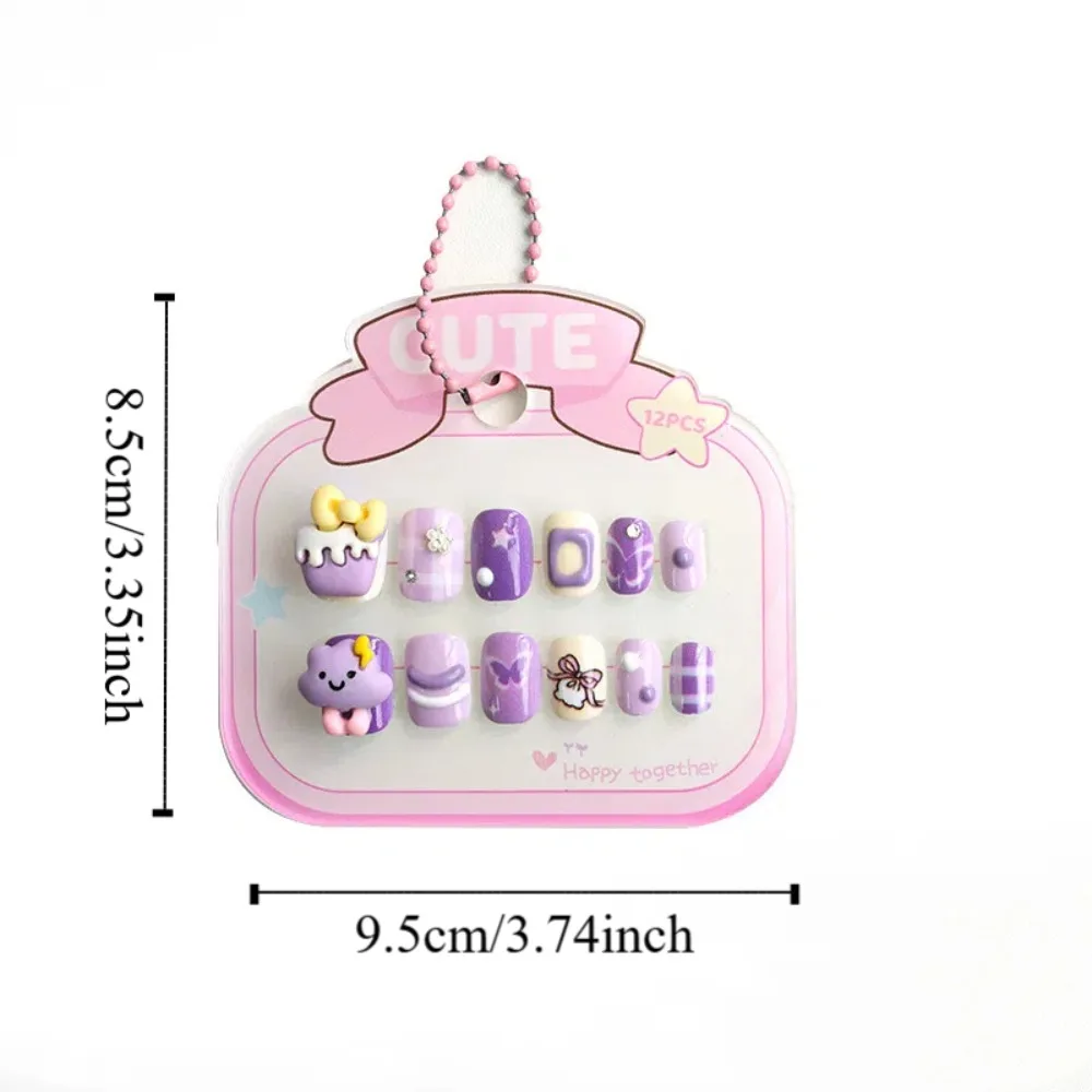 3D Animal Cartoon Fake Nails Short Square Shaped Manicure Material Children False Nails Flower Bowknot Press on Nails