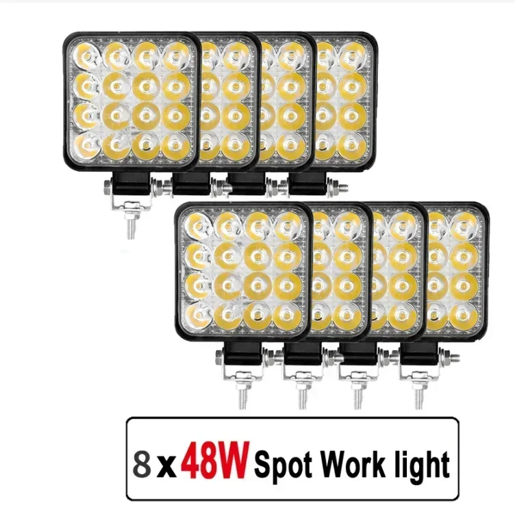 

8Pcs Led Work Light 42W/48W Car Headlight 14 Led Car Light For Truck Offroad 12V Night Driving Lights For SUV Fog Lamps