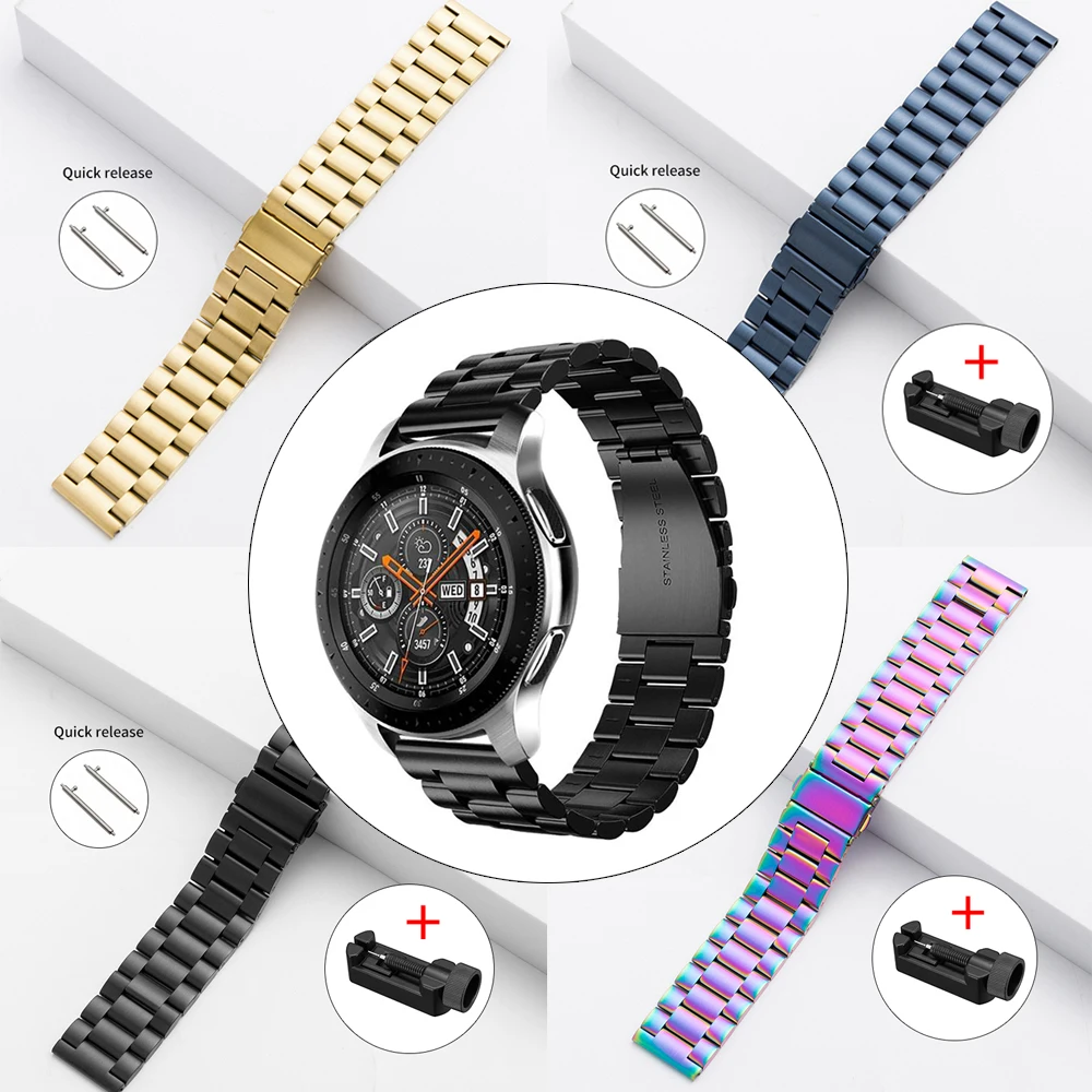 

Ремешок из нержавеющей стали для Samsung Galaxy Watch 5/3 40 44 45 42 46 мм, браслет для Active S3 Huawei Watch GT3 gt2e, 22 мм 20 мм