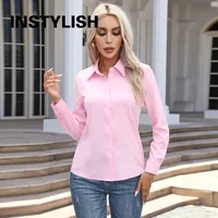 Chemise élégante pour femmes, chemisier en mousseline de soie à boutons, printemps été, décontracté, uni, manches longues, col rabattu, tuniques, chemisier OL, hauts 3