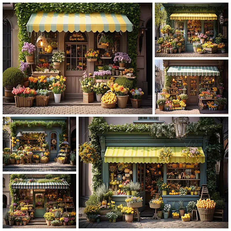 

Flower Shop Background For Photography Yellow Green Plants Birthday Baby Children Photo Studio Family Backdrop Decor Photozone