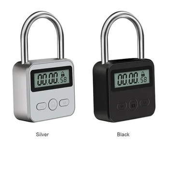 Smart Time Lock LCD Display Time Lock Multifunction Travel Electronic Timer, Waterproof USB Rechargeable Temporary Timer Padlock 1