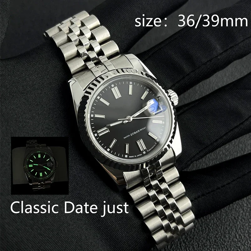 

36/39mm S Logo Date just Mechanical Watch 316L Precision Steel Watch Sapphire Glass Japanese NH35 Movement Watch Customization