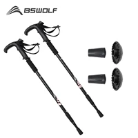 BSWolf 2pcs/lot Outdoor Anti Shock Nordic Walking Sticks Ultra-light Telescopic Trekking Hiking Poles 1