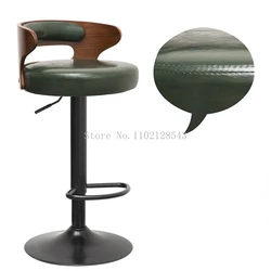 Nordic Style Living Room Leather Bar Chair Family Light Luxury Iron High Stool Coffee Shop Modern Simple Bar Chair Stool