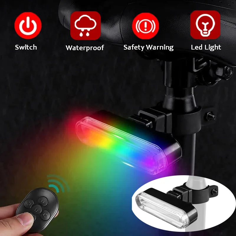 

Bicycle Lights 2022 New Mountain Bike Colorful Back Rear Lamp Floodlight with Touch Sensitive IPX5 Waterproof Safety Tail Light