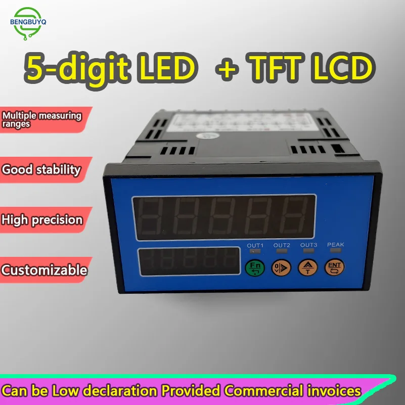 Controlador de indicador de pesaje digital con pantalla TFT LED dual Alta precisión 24 bits ADC RS485 Modbus Alarma de relé de salida analógica