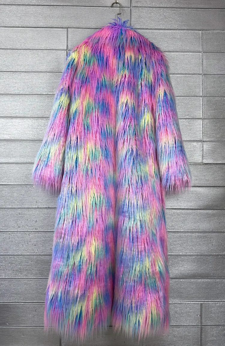 Long Colourful Faux Fur Winter Coat 22