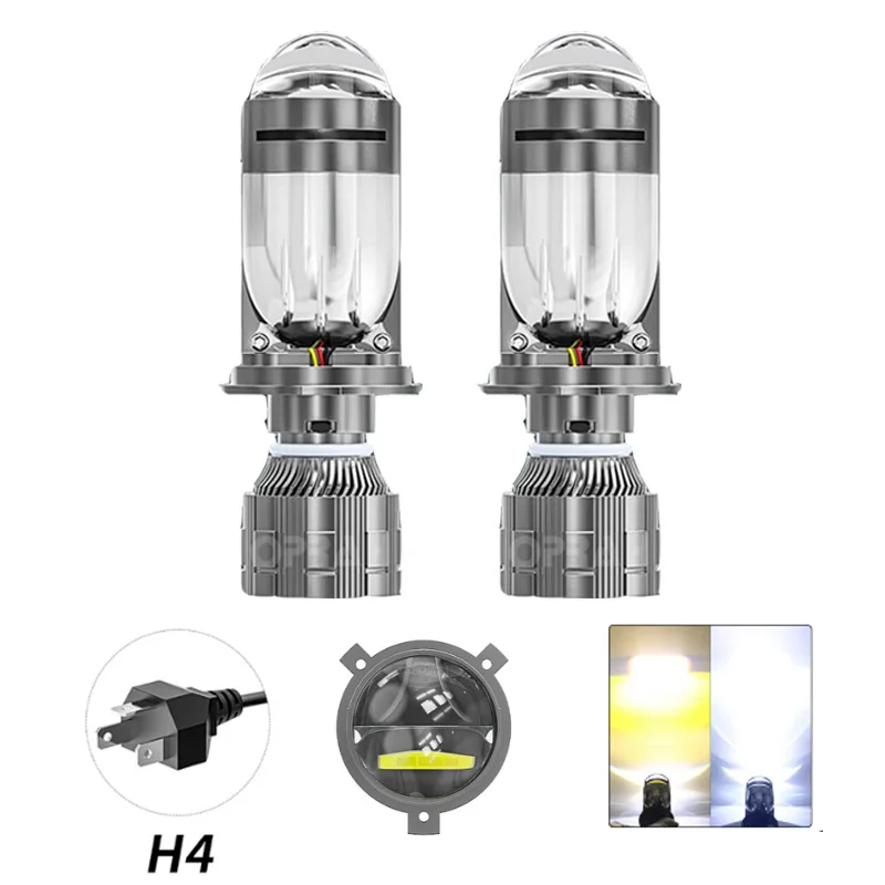 

12000Lm 80W LED H4 Car Headlight Bulb Mini Projector Dual Lens Headlamp 9003/HB2 Hi/Lo Beam White Yellow Vehicle Accessories 12V