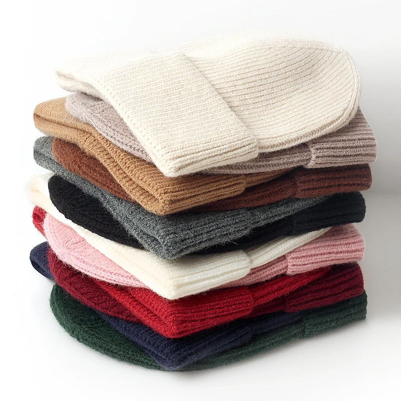 Fashion Sequined Heart Knitted Winte Beanie For Women Solid Autumn Warm Casual Skullies Beanies Female Soft Thick Rolled Hats 5
