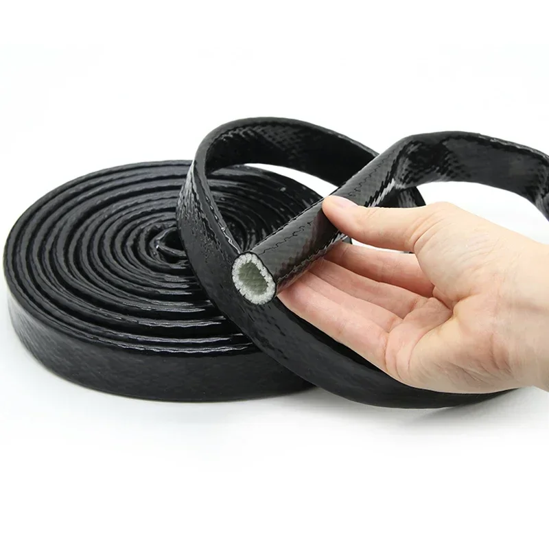 Fiberglass Tube Fireproof Sleeve Silicone Resin Coated Glass Fiber Braided fiberglass sleeving protective sleeve
