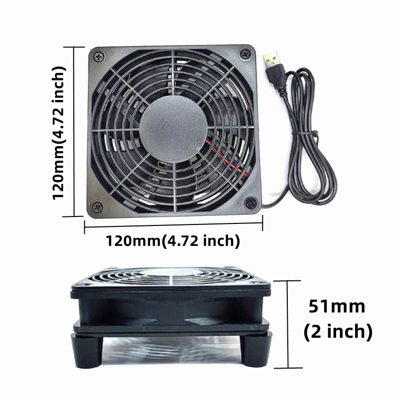 라우터/셋톱박스 냉각 팬 랙, 외부 초저소음 5V USB 팬, 방열판 베이스 팬에 적합