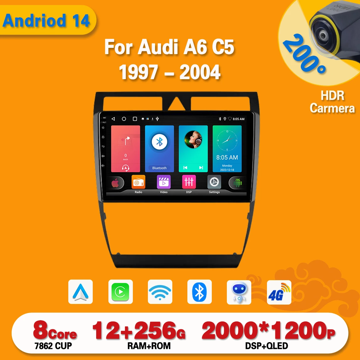 Car Multimedia Player Car Radio Wireless Carplay Android For Audi A6 C5 1997-2004 S6 2 1999-2004 RS6 1 2002-2006 Multimedia Video Player Auto