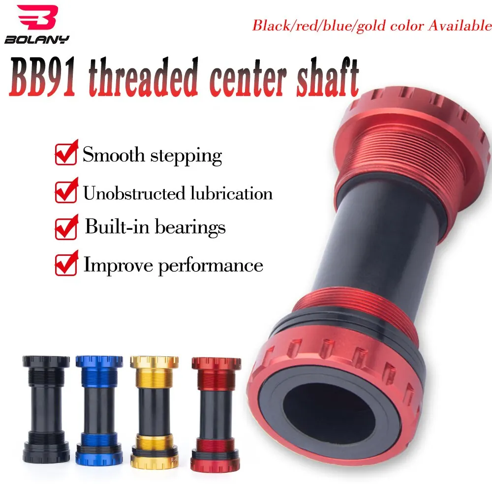 Bicycle Bottom Bracket BOLANY BB91 Bicycle Center Shaft Mountainous Road Bike Bottom Sealed Bearing Threaded Center Shaft Bicycle Accessories