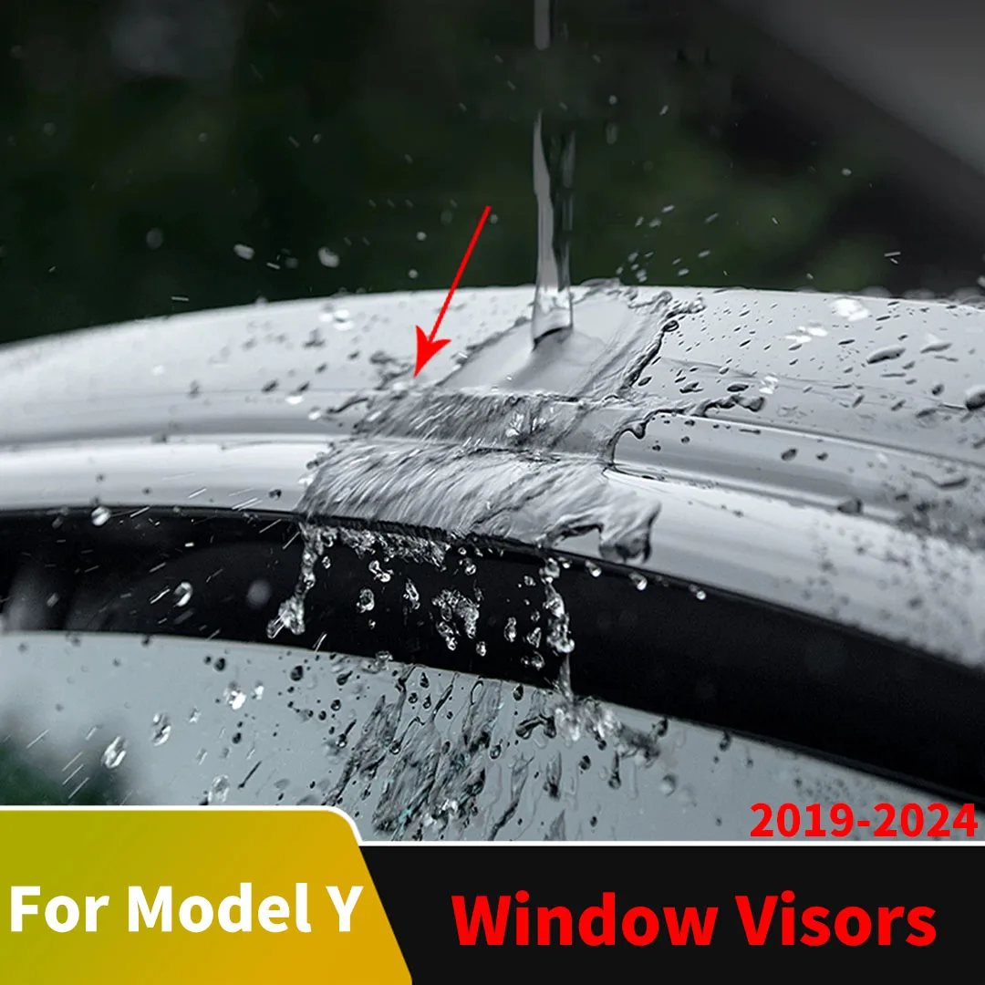 Model Y For Tesla-Decoration Extension Accessories Tuning Rain Guard Brow Trim 4PCS Window Visors Shade Wind Deflector