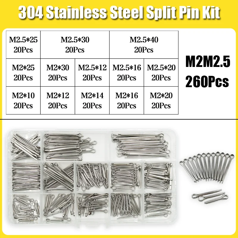25-Pack 3/16" Stainless Steel Cotter Pins - 304 Grade, Split Pins For Fastening