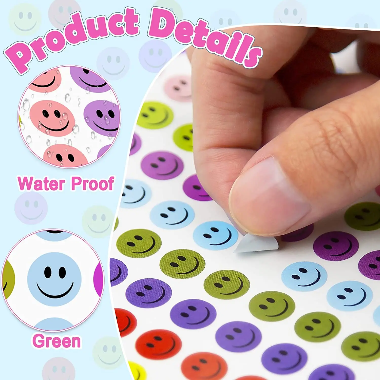 Cartoon Stickers Decorative Stickers Reward Stickers Colorful Stickers Paper Stickers 10/20Sheet Smile Face Stickers