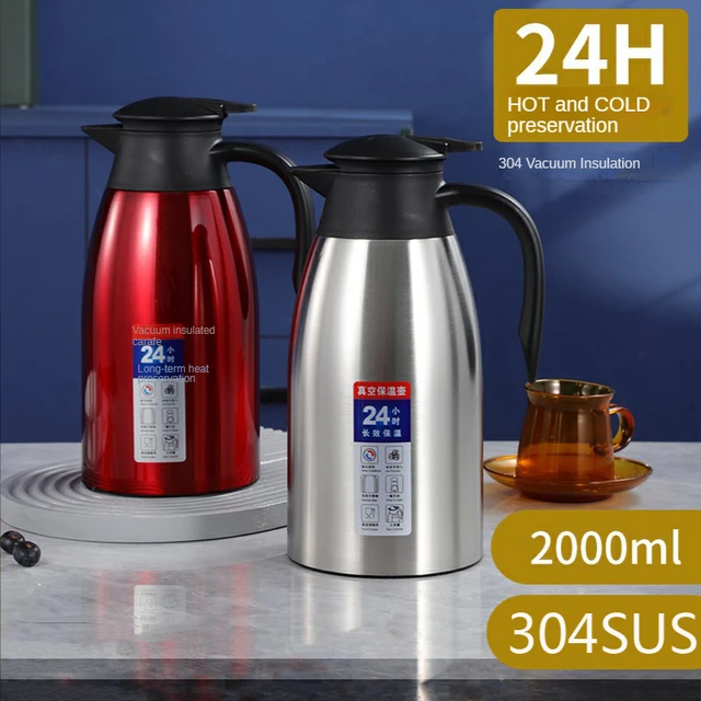 24 Hours 2L Thermos Insulation Pots Bottle 304 Stainless Steel Vacuum  Kettle Large Capacity Water Coffee