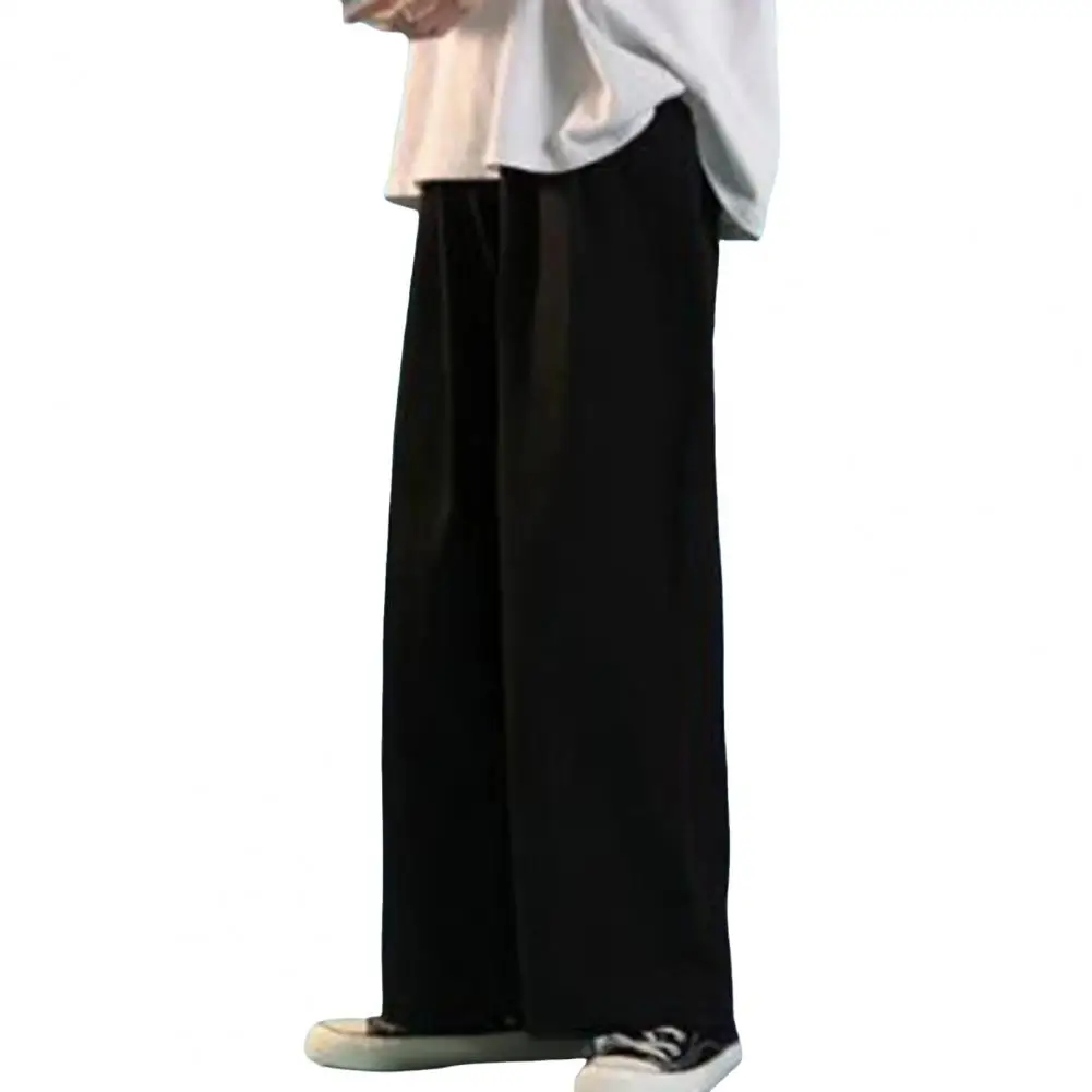 Description Picture 4 of itemMen Straight Pants Streetwear Men's Drawstring Sweatpants with Wide Leg Deep Crotch for Casual Sports Style Elastic Waist Loose